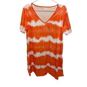 Orange Tye-Dye Short Sleeve Dress